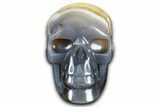 Realistic Polished Banded Agate Skull with Quartz Crystal Pocket #378653-1